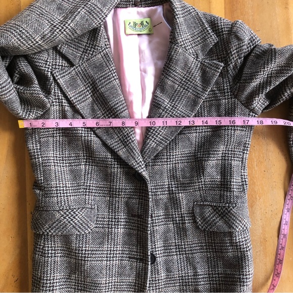 Juicy Couture Wool Tweed Blazer Removable Rabbit Fur Collar Vintage Y2k Rare - Picture 15 of 16